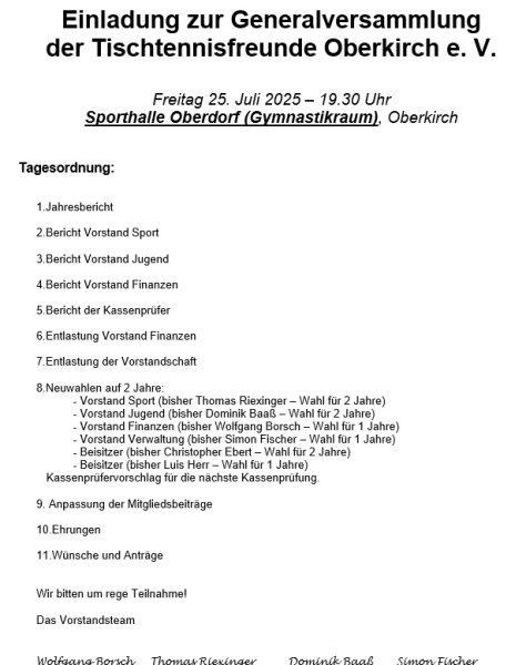 Einladung GV 2025