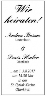 Anzeige Hochzeit Denis und Andrea